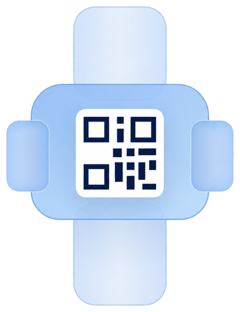 Illustration du QR code positionné sur la boucle du bracelet enfant
