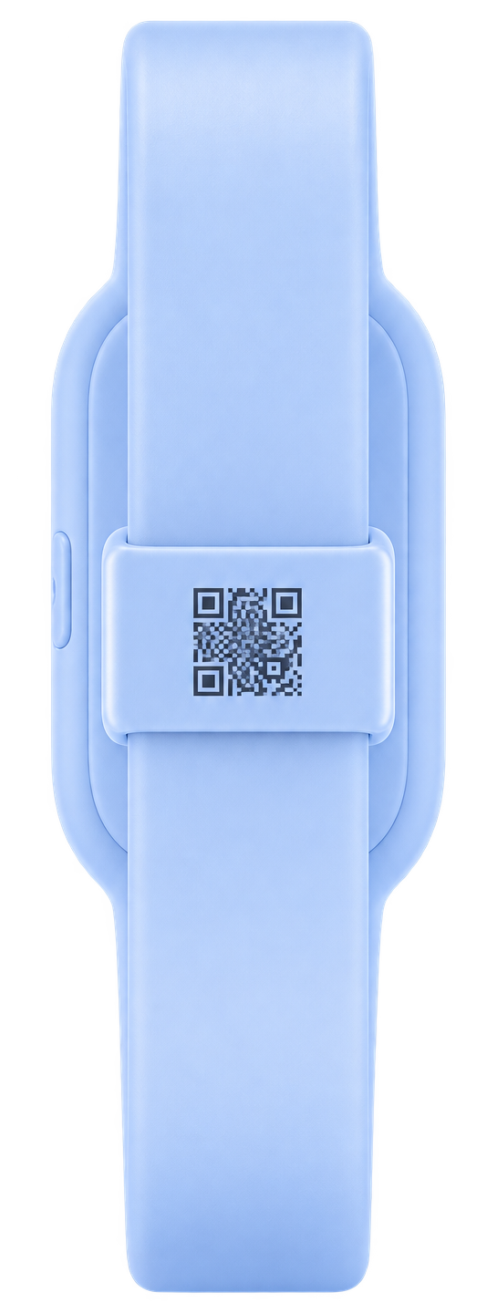 Bracelet enfant Loomi avec QR code sur la boucle