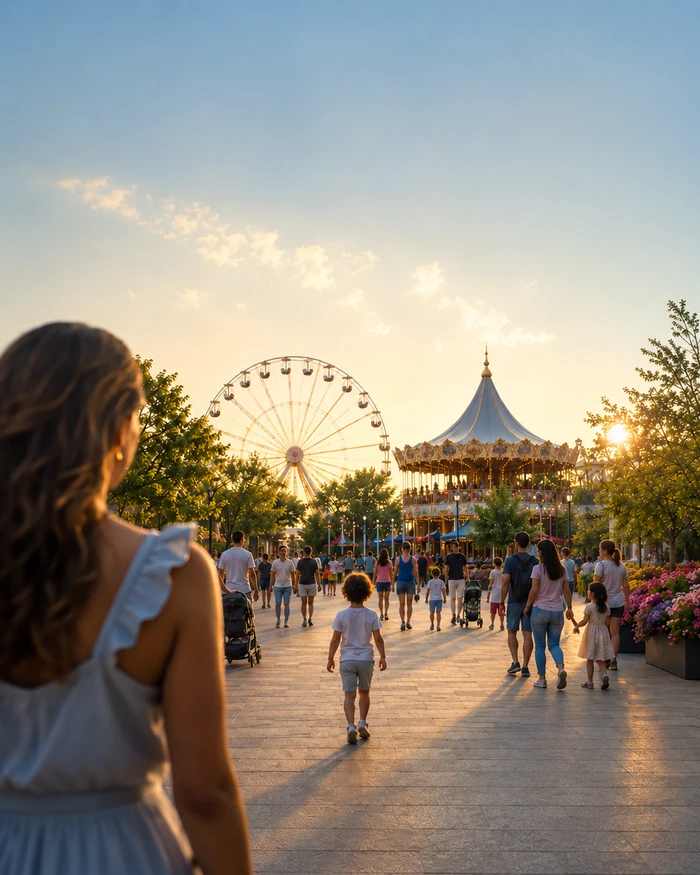 Parc de loisirs, exemple d’utilisation d’un bracelet de sécurité enfant